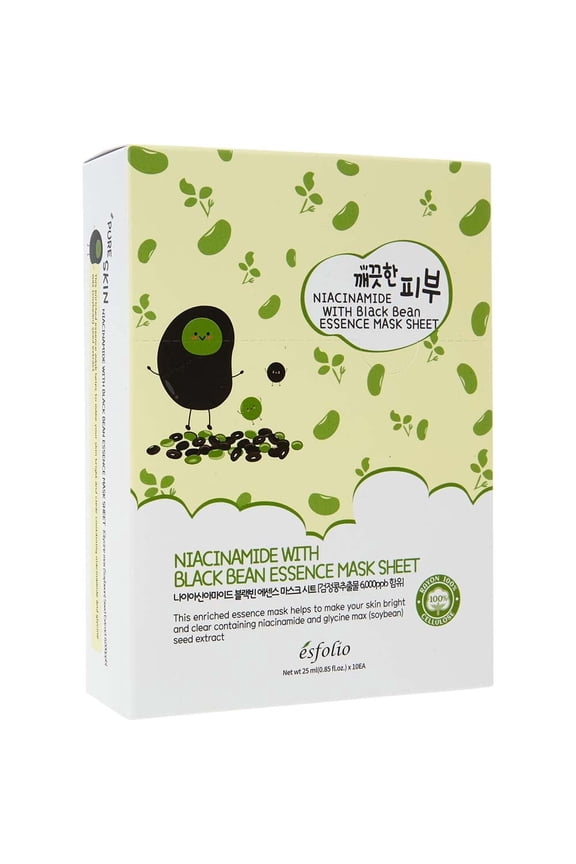 Niacinamide with Black Bean Essence Mask, 10 Sheets