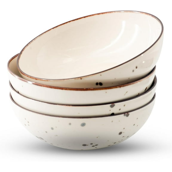 Esfour Round Porcelain Bowls - 18 Ounce - Set of 4 - Microwave, Oven, Dishwasher-Safe, Scratch Resistant, Porcelain Durable Small Dishes Bowls for Cereal Salad Pasta Soup Dessert - Assorted Classic