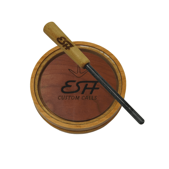 Esh Custom Calls Turkey Call with Hickory Striker | Pot Pan Turkey Calls for Hunting, Cherry Glass