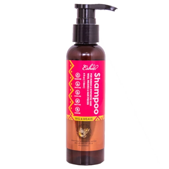 Esha Wig & Weave Revitalizing Shampoo – Sulfate-Free Coconut Oil Formula for Human Hair & Synthetic Wigs, Weaves, Extensions & Braids – 4 fl oz