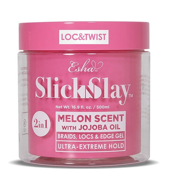 Esha Slick N Slay 2-in-1 Braiding Gel – Ultra Extreme Hold for Locs, Twists & Braids – Hydrating, Conditioning, Fast Dry – Melon, 17 Fl Oz
