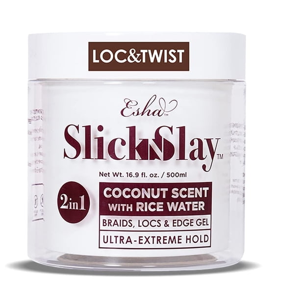 Esha Slick N Slay 2-in-1 Braiding Gel – Ultra Extreme Hold for Locs, Twists & Braids – Hydrating, Conditioning, Fast Dry – Coconut, 17 Fl Oz