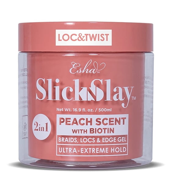 Esha Slick N Slay 2-in-1 Braiding Gel – Ultra Extreme Hold for Locs, Twists & Braids – Hydrating, Conditioning, Fast Dry – Peach, 17 Fl Oz
