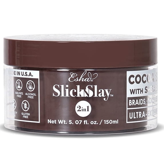 Esha Slick N Slay 2-in-1 Braiding Gel – Ultra Extreme Hold for Locs, Twists & Braids – Hydrating, Conditioning, Fast Dry – Cocoa, 5 Fl Oz