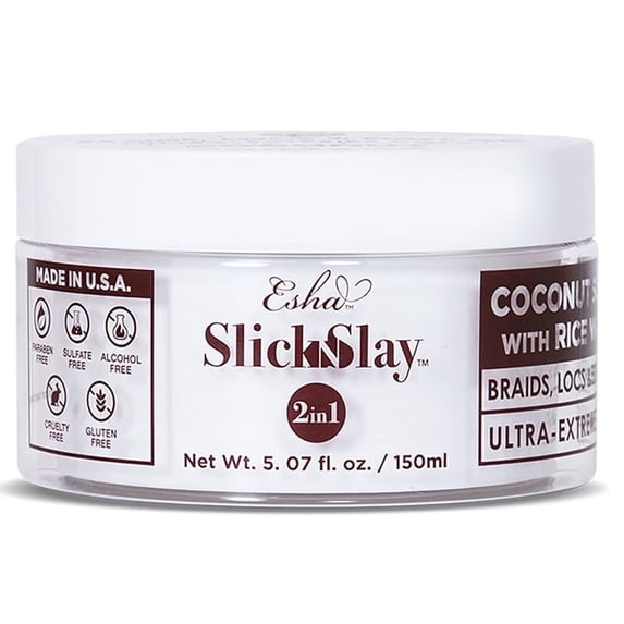 Esha Slick N Slay 2-in-1 Braiding Gel – Ultra Extreme Hold for Locs, Twists & Braids – Hydrating, Conditioning, Fast Dry – Coconut, 5 Fl Oz