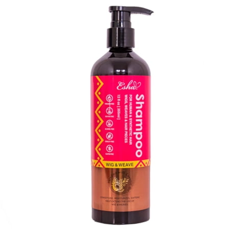Esha Wig & Weave Revitalizing Shampoo – Sulfate-Free Coconut Oil Formula for Human Hair & Synthetic Wigs, Weaves, Extensions & Braids – 12 fl oz