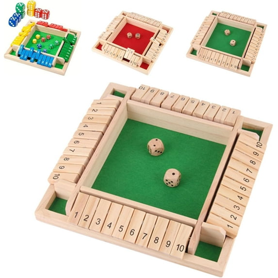 Eshdhiz Shut The Box Game – Wooden Dice Board Game for 2–4 Players, Classic Math Learning Tabletop Game with Felt Surface, Educational Family Strategy Game for Home, Classroom, and Party