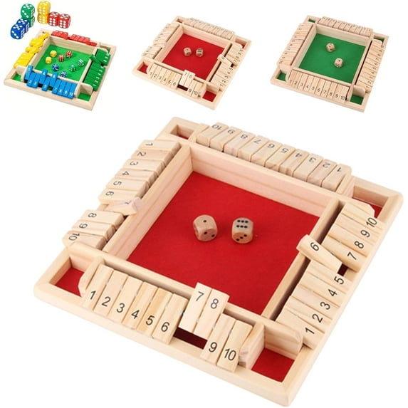 Eshdhiz Shut The Box Game – Wooden Dice Board Game for 2–4 Players, Classic Math Learning Tabletop Game with Felt Surface, Educational Family Strategy Game for Home, Classroom, and Party