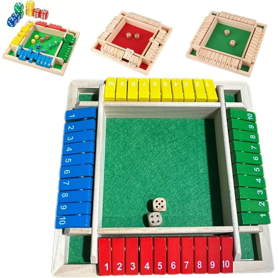 Eshdhiz Shut The Box Game – Wooden Dice Board Game for 2–4 Players, Classic Math Learning Tabletop Game with Felt Surface, Educational Family Strategy Game for Home, Classroom, and Party