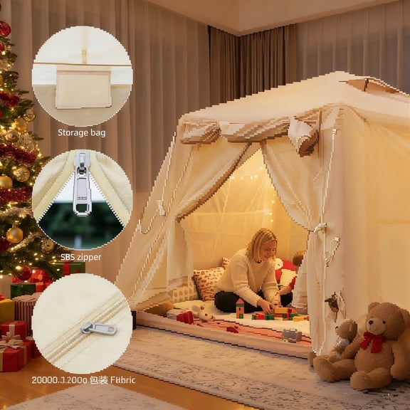 Esheno 5.76㎡ Inflatable Camping Tent with Canopy Hand Pump 4-Season Waterproof Oxford 2-3 Person 94.49x94.49x70.08"