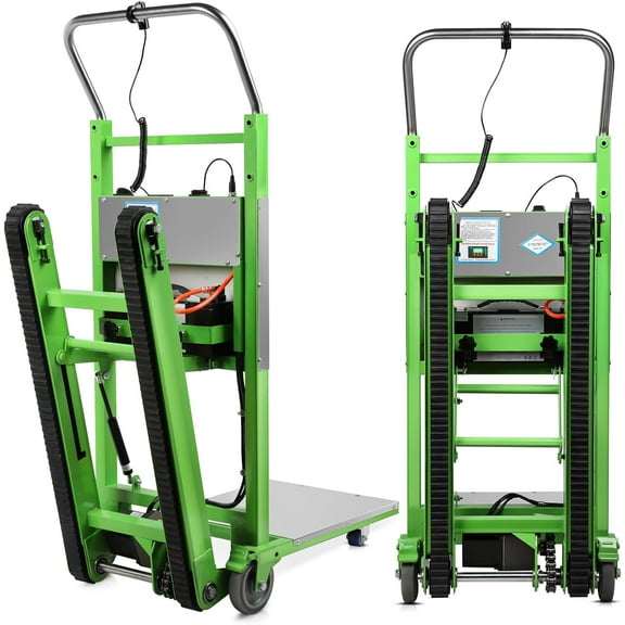 Esheno 880 lbs Capacity Stair Climbing Dolly Electric Hand Truck with 3 Ropes Heavy Duty Stair Climber for Furniture Logistics Green and Silvery