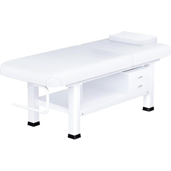Esheno Lounge Chair 28in Wide 1500lbs Capacity Adjustable Backrest Wooden Base for Home Office White