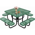thumbnail image 1 of Esheno Commercial-Grade Outdoor Picnic Table 46in Square Top 8-Person 4 Benches W Umbrella Hole Green, 1 of 7