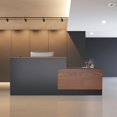 thumbnail image 1 of Esheno Commercial L Shaped Reception Desk 87 inch Wooden Front Counter with Lockable Drawers Cabinet Walnut Right Cabinet for Lobby Office Checkout, 1 of 8