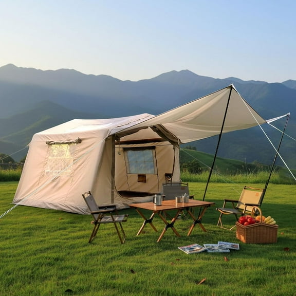 Esheno Deluxe 8㎡ Inflatable Glamping Tent with Canopy Hand Pump 4-Season Waterproof Oxford 4-8 Person 125.95x98.43x82.68"