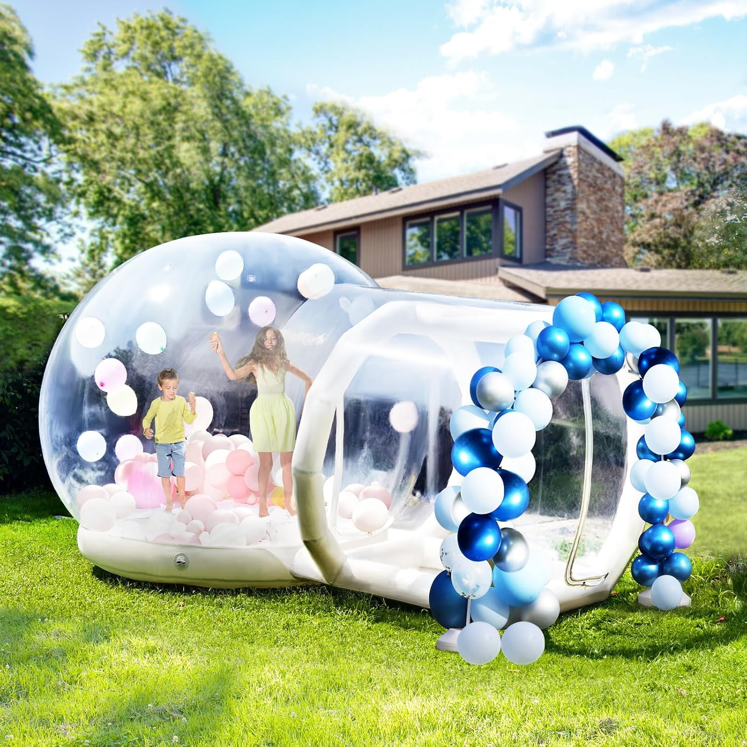 Pvc Inflatable Dome Esheno Double Bouncing Bubble House 14.5 ft White Clear PVC Inflatable ...