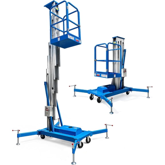 Esheno Electric Hydraulic Elevating Work Platform 8m Aluminum Alloy Mobile Elevated Platform 275 lbs Total Rated Load Rolling Portable Work Platform for Warehouse Construction Maintenance