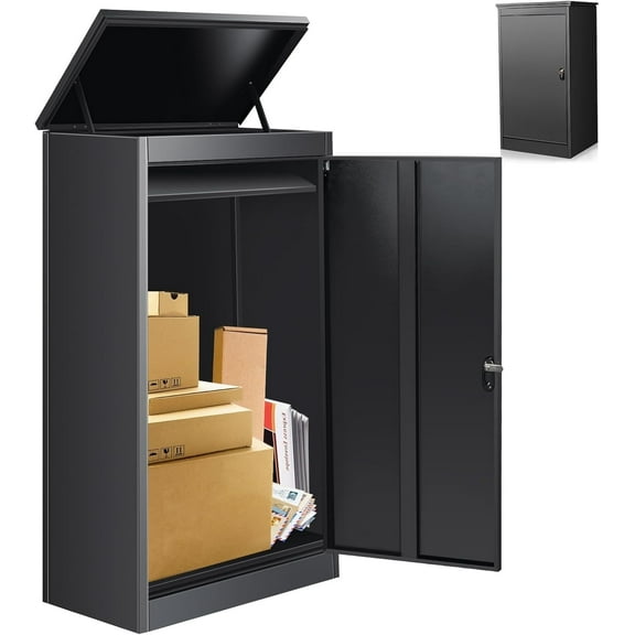Esheno Large Parcel Drop Box 20.86x15.5x46.5" Anti-Theft Waterproof Galvanized Steel Outdoor Porch Storage