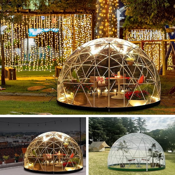 Esheno Garden Dome Tent 15*9.5FT PVC Transparent Cover Weatherproof Geodesic Bubble for Patio Party Greenhouse 360° Panoramic View (Green)