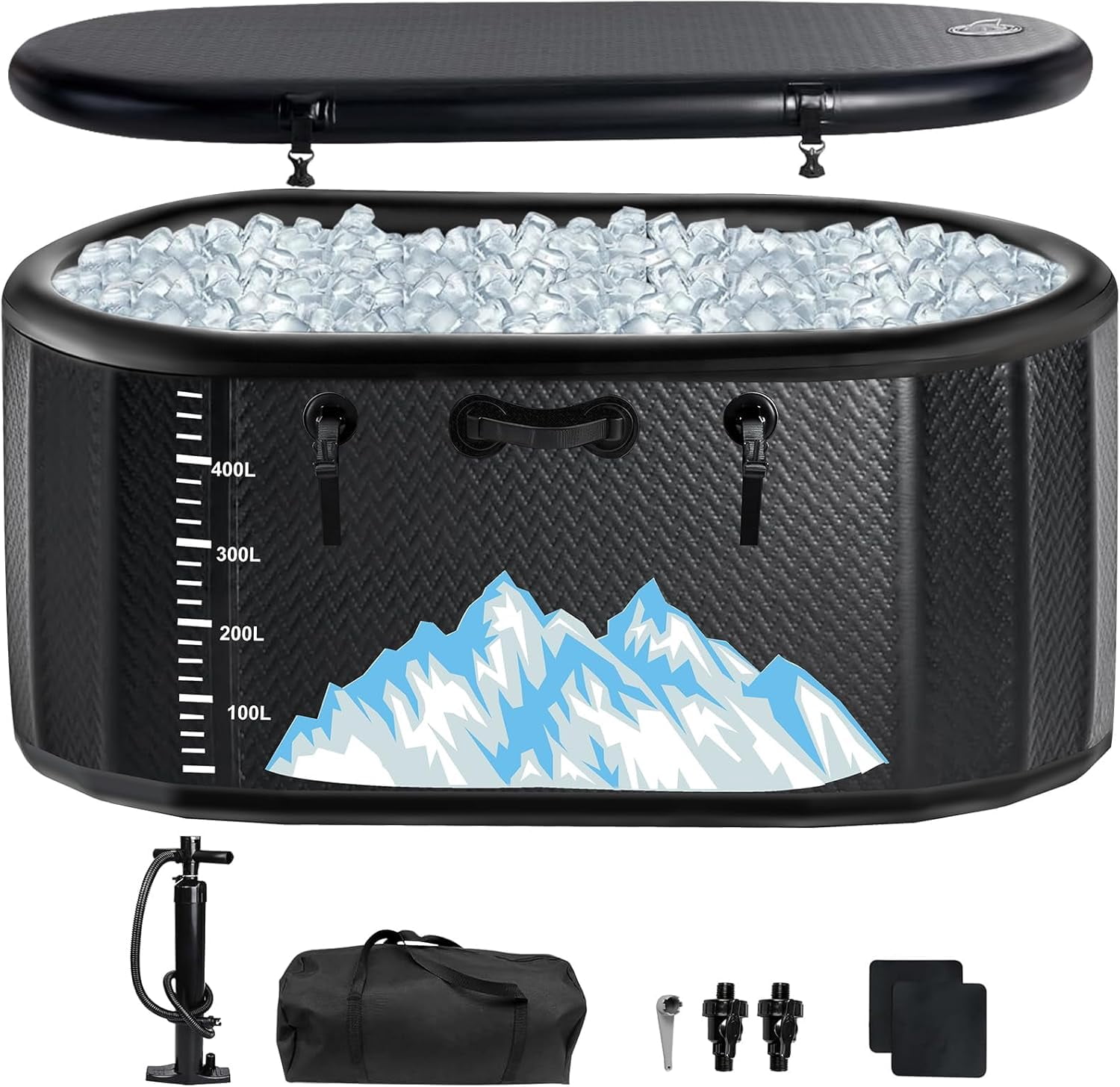 Esheno Ice Bath Tub 248 Gallon with Cover Storage Bag Hot Cold Plunge for Athletes Home Gym Black
