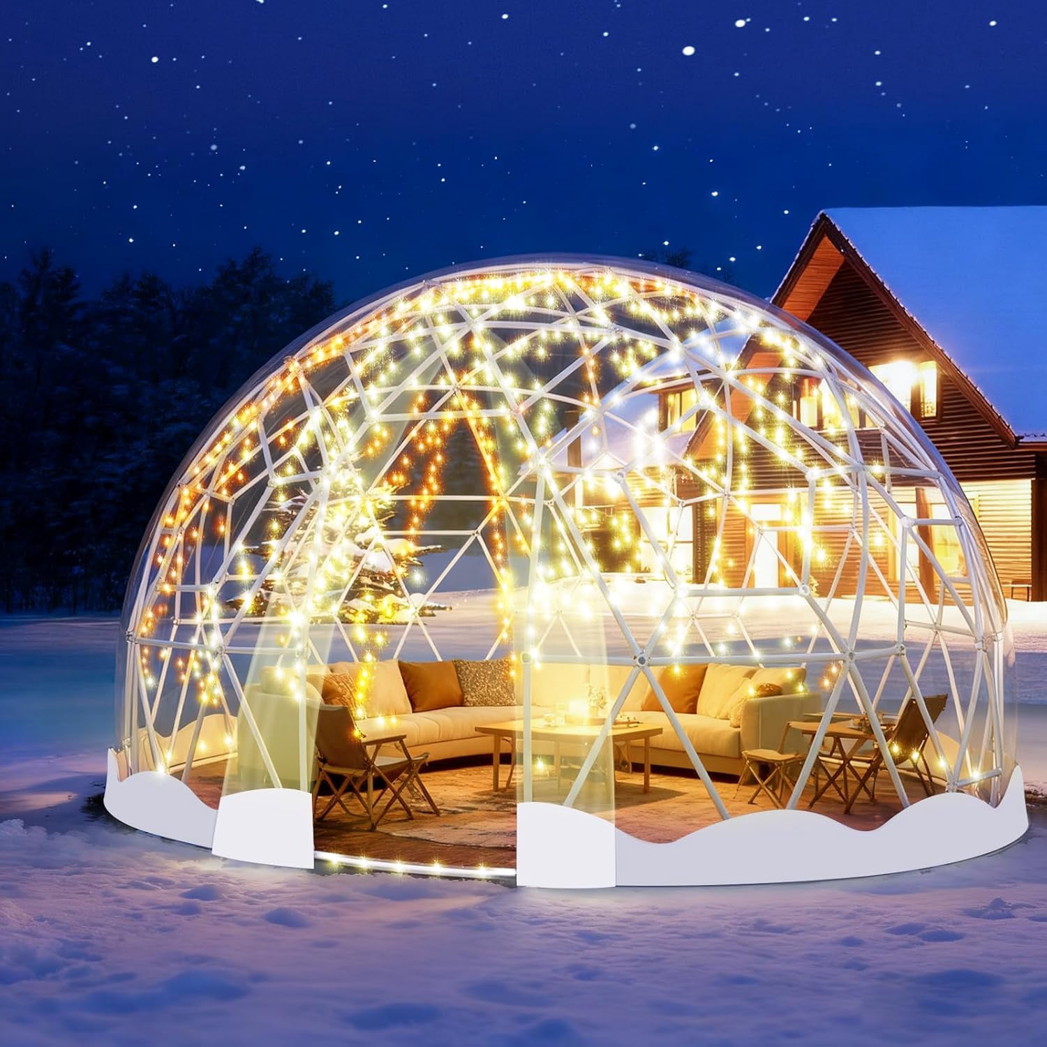 Esheno Large Garden Dome Tent 15x9.5 ft PVC Greenhouse for 8-12 Person Waterproof Clear Tent with Window for Wedding Party Camping Christmas White