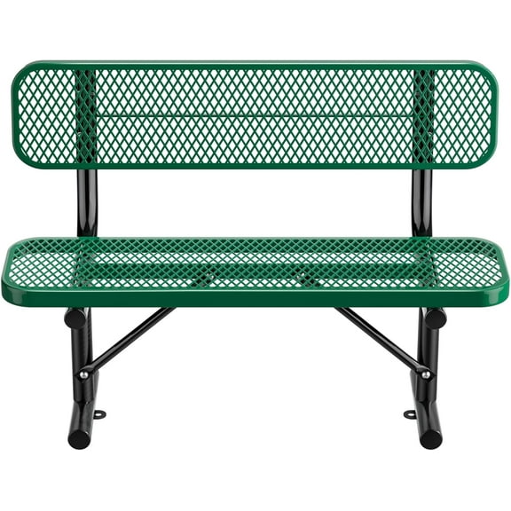 Esheno Outdoor Garden Bench Cast Iron Frame Expanded Metal W Backrest for Lawn Patio 48in Green