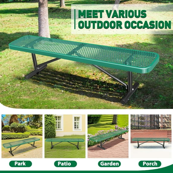 Esheno 6FT Green Cast Iron Garden Bench for Outdoor Lawn Patio