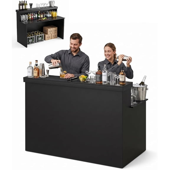 Vakiorn Portable Folding Bar Counter Two Tier 60 Second Setup 200 lbs ...