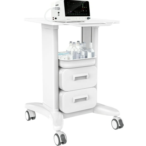Esheno Rolling Utility Cart with 2 Drawers 4 Wheels 110 LBS School Office Salon Storage Trolley for Bedroom White