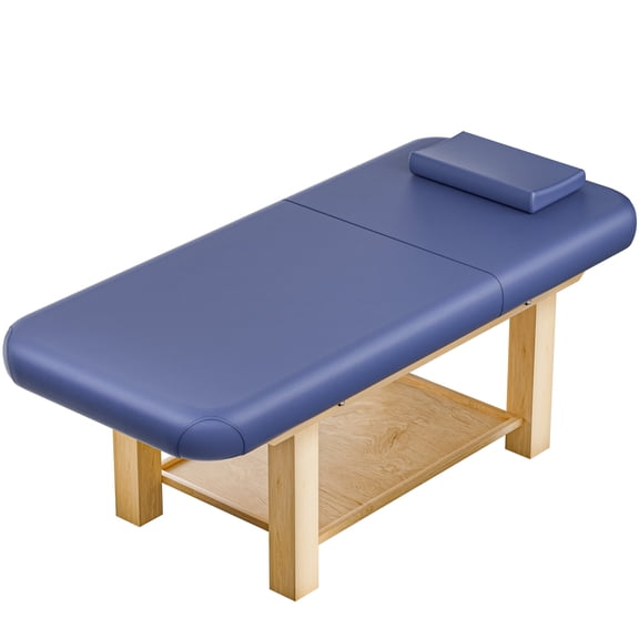 Esheno 74.8in Stationary Bed with Memory Foam Adjustable Height Wood Blue