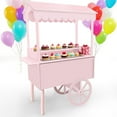 thumbnail image 1 of Esheno 6ft  Pink Candy Cart Display Stand With Decorated Wheels Includes 100 Balloons For Christmas Party Wedding Birthday Vintage Dessert Display, 1 of 5