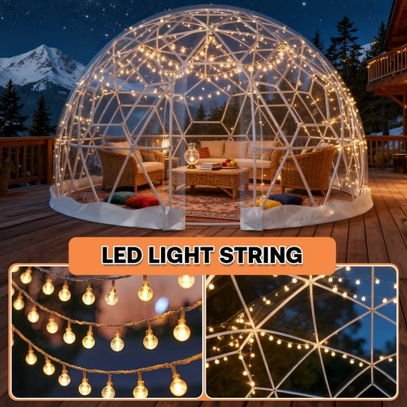 Esheno White Transparent Garden Dome 12x7.2 ft Weatherproof PVC Bubble Tent Outdoor Backyard Party Greenhouse