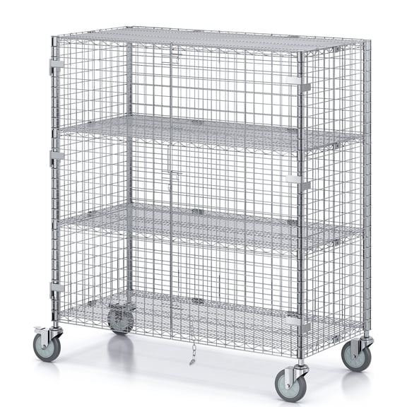 Esheno Wire Security Cart Heavy Duty Metal Mesh Mobile Cage 24x60 inch for Warehouse Grocery Restaurant Home