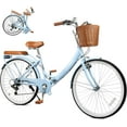 thumbnail image 1 of Esheno Women's 26 inch Foldable Cruiser Bike 7-Speed Folding Bicycle Lightweight Frame Anti-Skid Tires V-Brakes Adjustable Seat Blue, 1 of 6