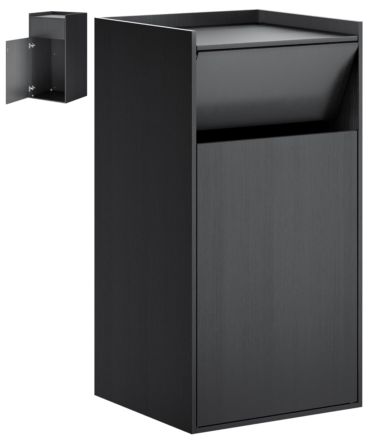 Esheno Wooden Trash Can Cabinet 50 Gallon Commercial with Odor Control Waterproof Adjustable Hinges for Restaurant Cafe Kitchen Use Black
