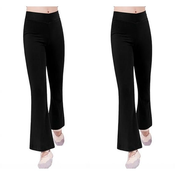Esho 1/2 Packs Teens Girls Yoga Pants High Waisted Flare Leggings Activewear Kids Casual Bell Bottoms Pants 3-14T