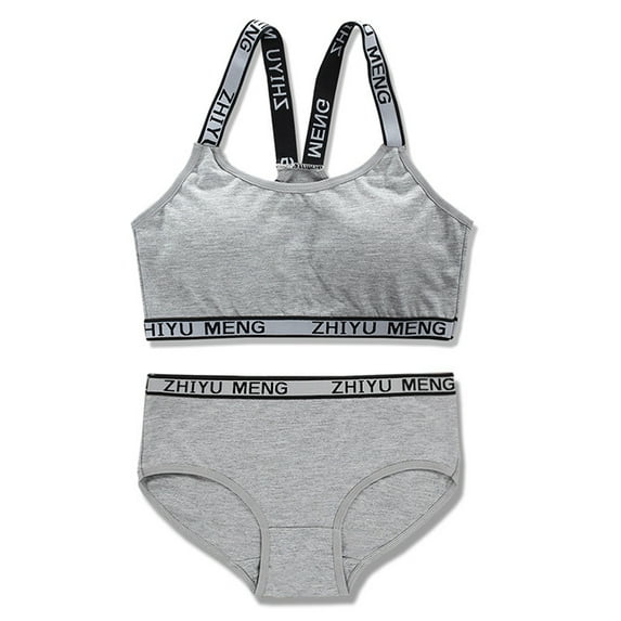 Esho 1/3/4 Pack Girls Underwear Sets Matching Training Bra Panties Wireless Crop Cami Sports Bra Hipster Set