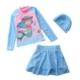 thumbnail image 1 of Esho 1-6Y Toddler Girls Rash Guards Swimsuit Long Sleeve Swim Shirts + Swim Culottes Cover-up Skirts + Swim Hat 3Pcs Bathing Suits Set For Beach Swimming Pool Party, 1 of 6