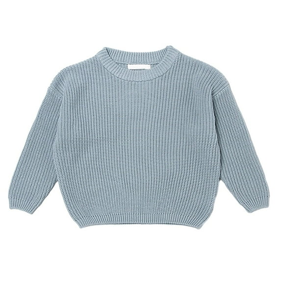 Esho 1-7T Boys Girls Long Sleeve Solid Sweaters Kids Casual Knitted Tops Pullovers