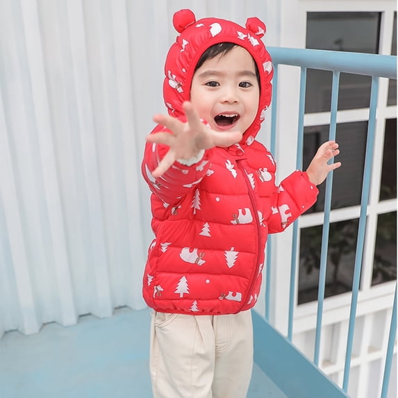 Esho 12M-5T Toddler Girls Boys Winter Cartoon Hooded Coats Jackets Kids Warm Puffer Coat Outerwear