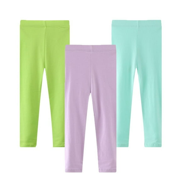 Esho 12M-7T Kids Baby Girls Casual Solid Tights Leggings Toddler Girl Candy Color Stretch Pants, 3-Pack