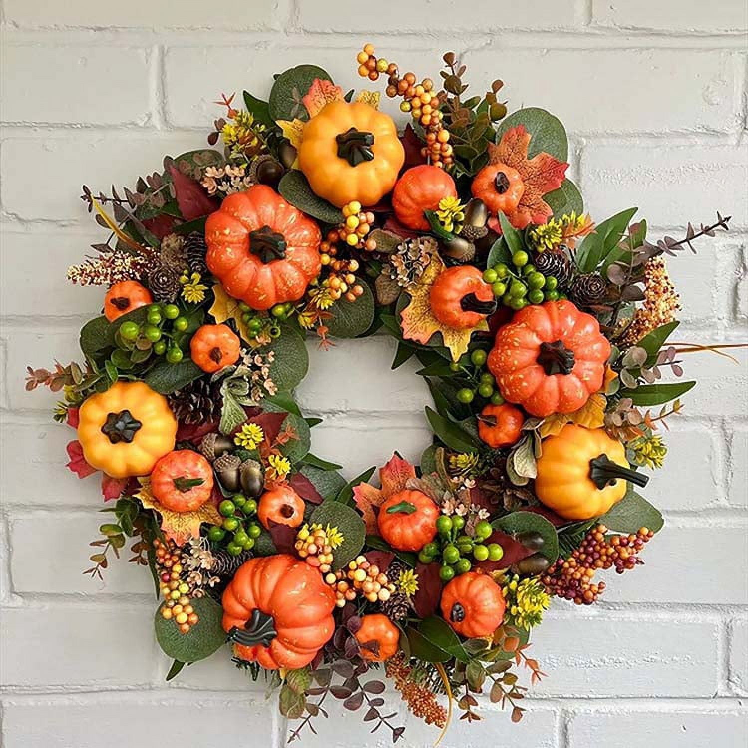 Esho 17.7in Fall Pumpkins,Autumn Artificial Berry Maples Leaves