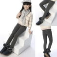 thumbnail image 1 of Esho 2-13Y Girls Winter Warm Thicken Fleece Leggings Kids Solid Color Dotted Tights Long Pants, 1 of 4
