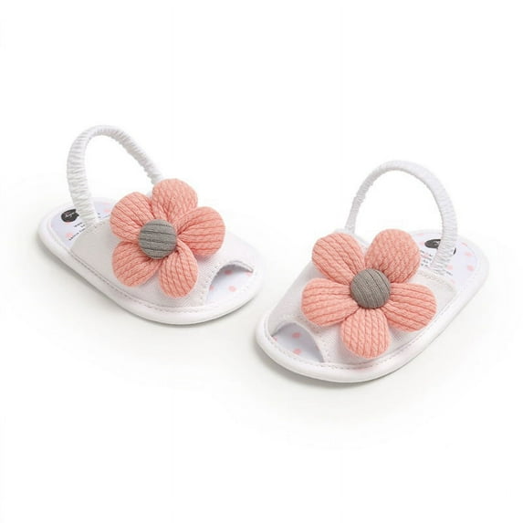 Esho Baby Girl Flower Sandals Shoes Newborn Anti-Slip Summer Falts Shoes+Headband