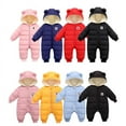 thumbnail image 1 of Esho Baby Girls Boys Winter Hooded Snowsuits Romper Bodysuits Newborns Warm Down Bodysuits Outfits 0-18M, 1 of 3