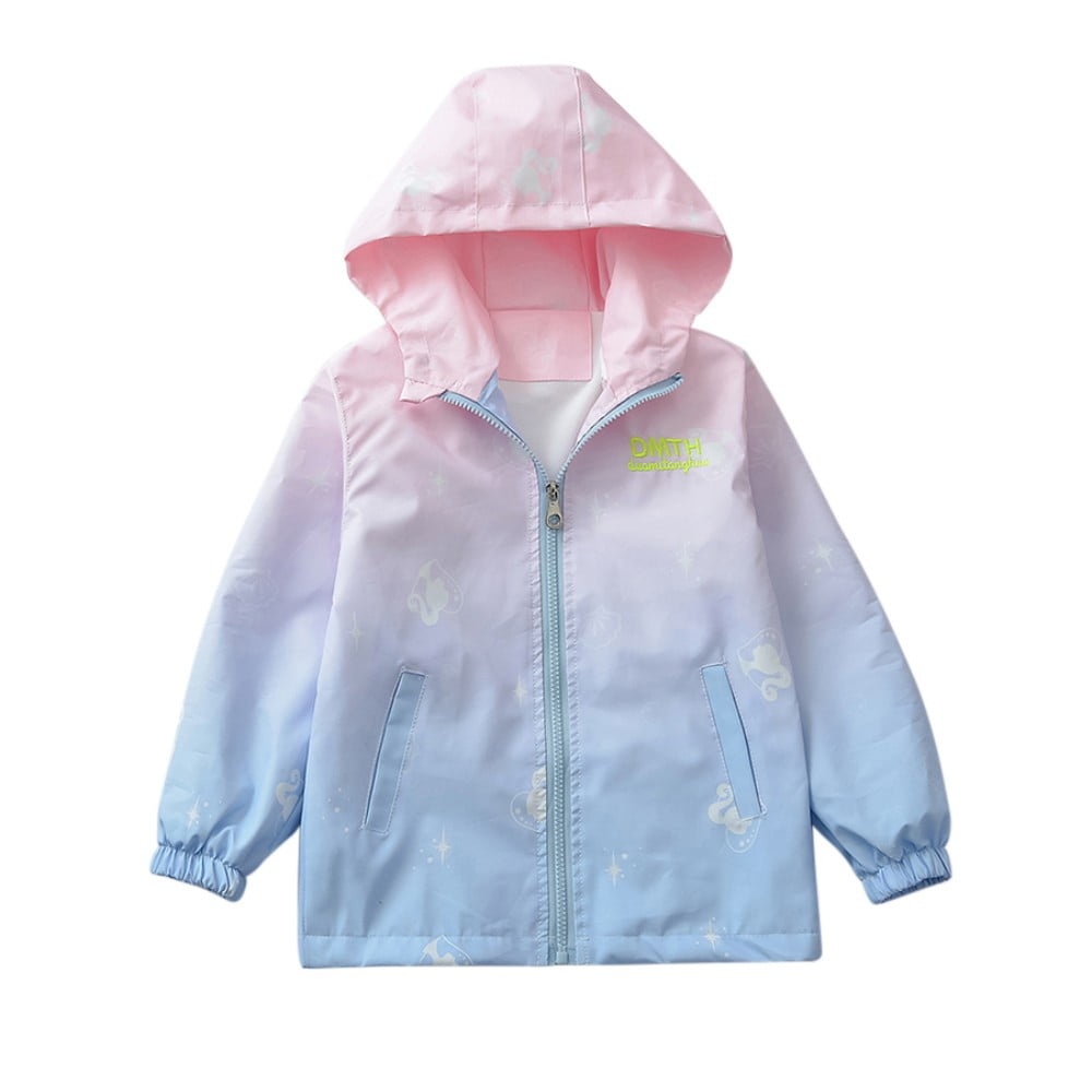 Esho Boys Girls Hooded Jackets Coats Kids Autumn Casual Printed