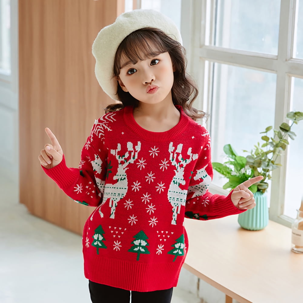 Esho Christmas Little Boys Girls Sweaters Kids Xmas Knitted