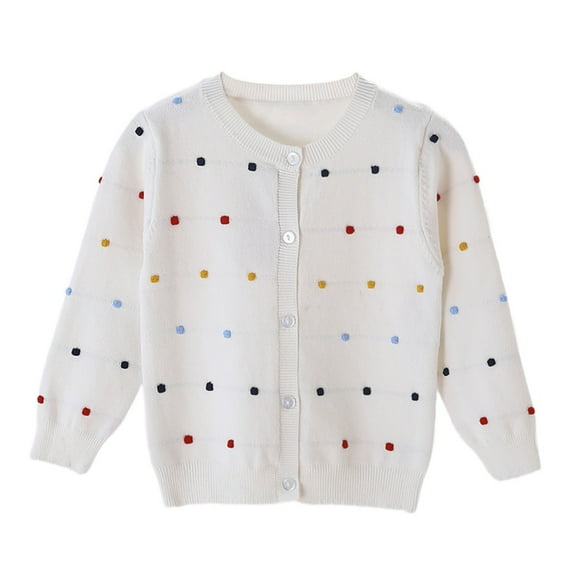 Esho Girls Button Down Sweaters Cardigan Long Sleeve Knitted Tops Outwear, Size 1-7 Years
