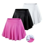 Esho Girls Casual Mini Skirts with Liner, Teens Kids Athletic Solid Culottes Pleated Skater Skirt Skorts, 4-14 Years