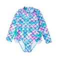thumbnail image 1 of Esho Girls One-Piece Swimsuit Rashguard Swimwear Kids Long Sleeve Zipper Bathing Suit 2-7T, 1 of 6
